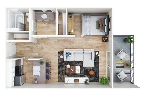 Floor plan for studio, 1 bath, 560 sqft